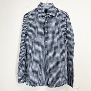 NEW Boss Button Down Shirt Mens 15 Small 38 Blue Plaid Slim Fit NWOT